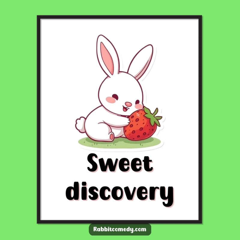 Funny Rabbit Strawberry Digital Print: Instant Sweet Art, Perfect Printable Funny Gift