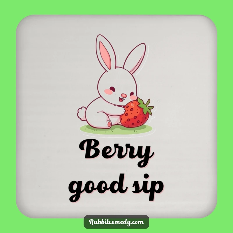 Funny Rabbit Strawberry Coasters: Protect Surfaces with Sweetness, Quirky Funny Gift