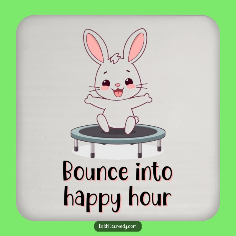 Funny Rabbit Trampoline Coaster - Bouncing Table Protection, Energetic Bunny Gift