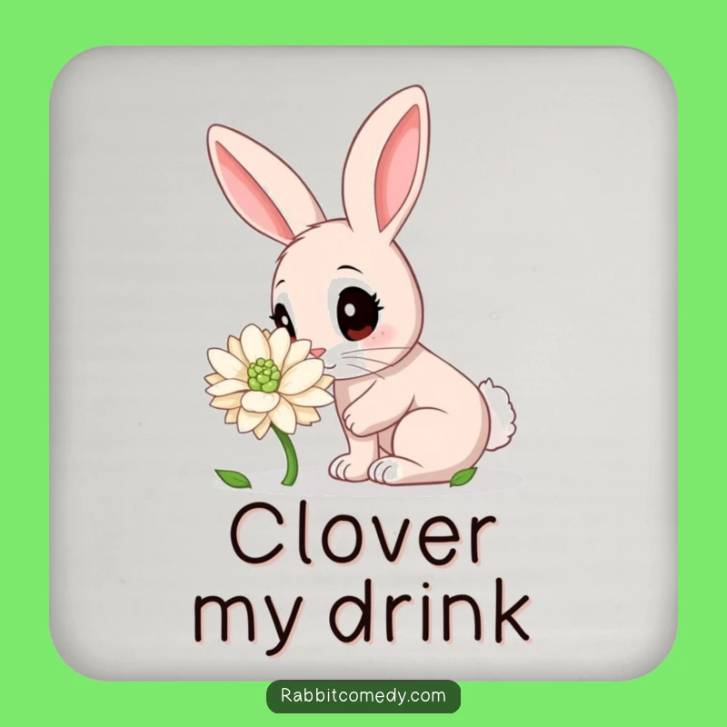 Funny Rabbit Clover Drink Coaster: Cute & Hilarious Protection for Surfaces