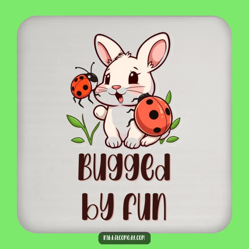 Funny Rabbit Ladybug Coaster Set: Protect Surfaces with Surprise, Perfect Gift
