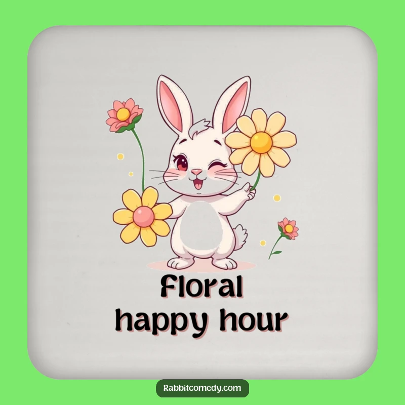 Funny Winking Rabbit Flower Juggling Coaster: Protect Surfaces with Playful Style