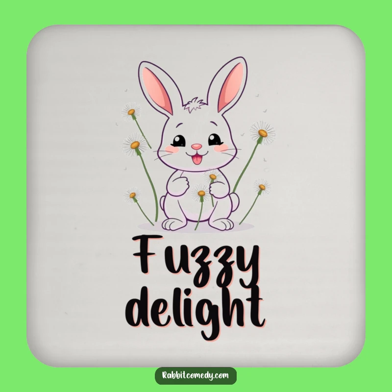 Funny Rabbit Dandelion Drink Coaster - Protect Surfaces Humorously Gift