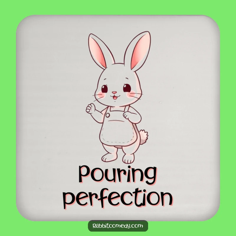 Funny Apron Rabbit Coaster - Cute Helper Art, Small Gift for Tables