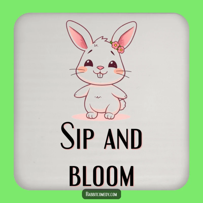Funny Goofy Rabbit Flower Crown Coaster - Protect Surfaces with Whimsy!