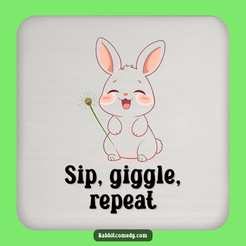 Funny Rabbit Drink Coaster: Protect Surfaces with Dandelion Tickle Humor