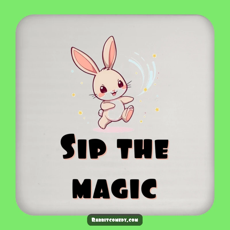 Funny Rabbit Magic Dust Coaster Set: Whimsical Table Protection