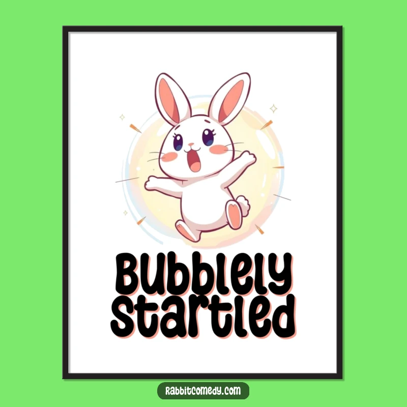 Funny Surprised Rabbit Bubble Poster: Whimsical Wall Art for a Laugh