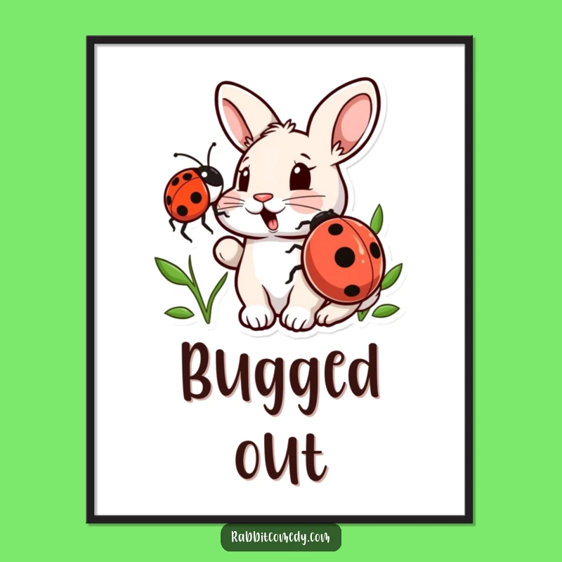 Funny Rabbit Ladybug Poster: Surprise Encounter Art, Perfect Whimsical Gift