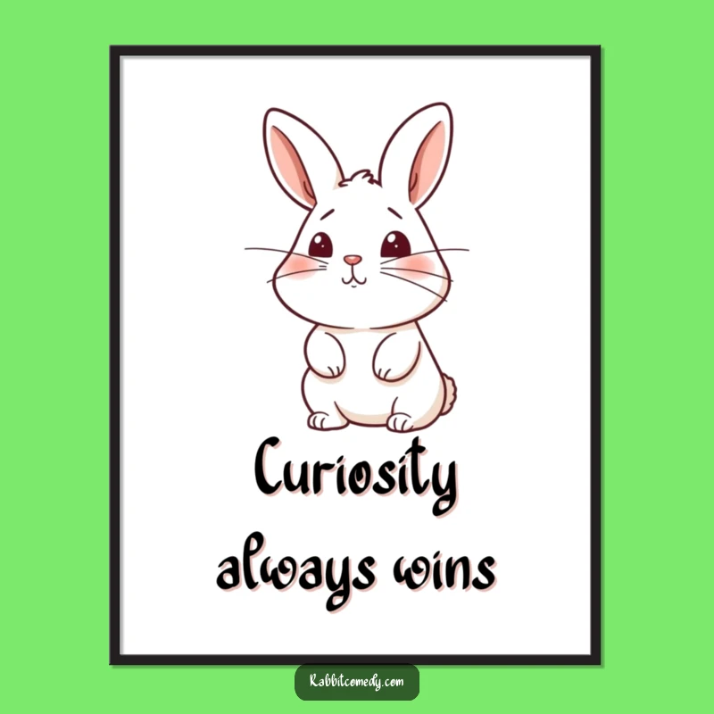 Funny Rabbit Sniffing Poster - Curious Nature Art, Adorable Bunny Decor Gift