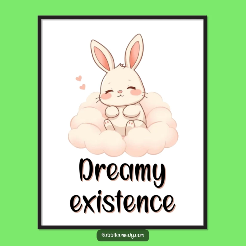 Funny Contented Rabbit Cloud Sigh Poster - Dreamy Art for Humorous Spaces!