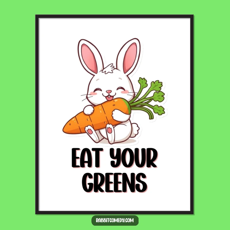 Funny Rabbit Carrot Poster: Adorable Wall Art for a Cheerful Vibe, Excellent Funny Gift