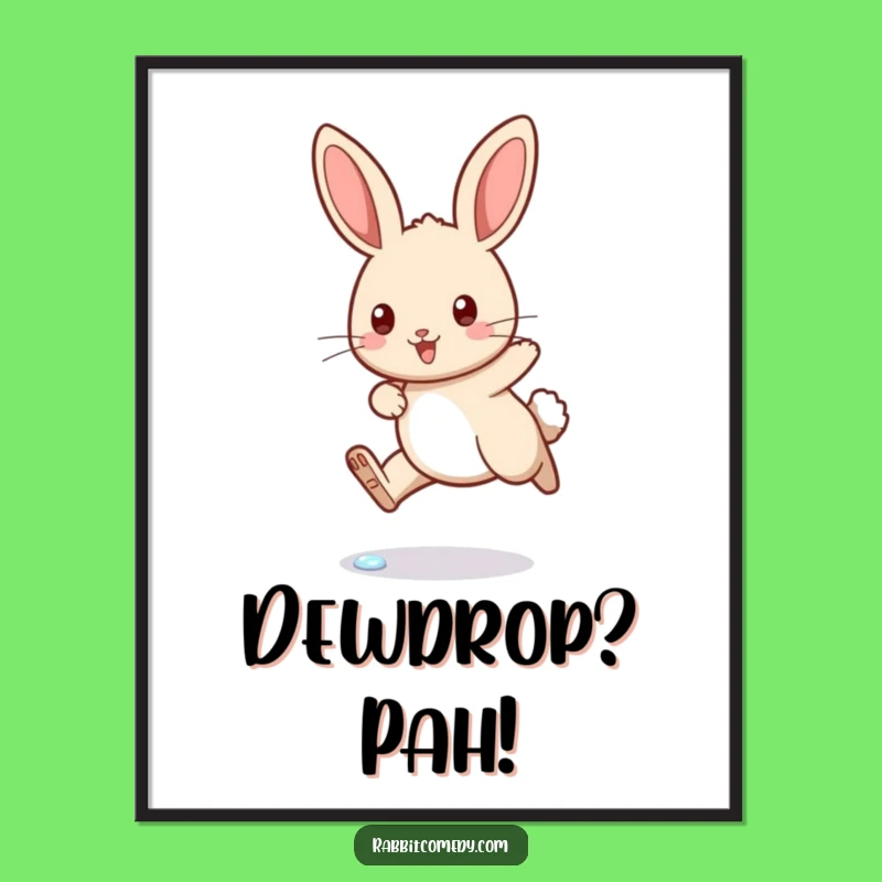 Funny Determined Rabbit Dewdrop Hop Poster - Motivational Art for Humor Lovers!