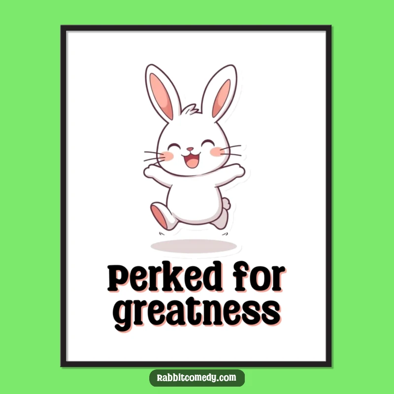Funny Hopping Rabbit Poster: Brighten Your Space with This Joyful Hare's Art