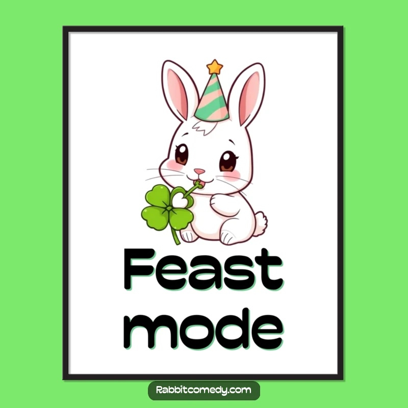 Funny Party Rabbit Poster - Festive Wall Art & Celebration Gift