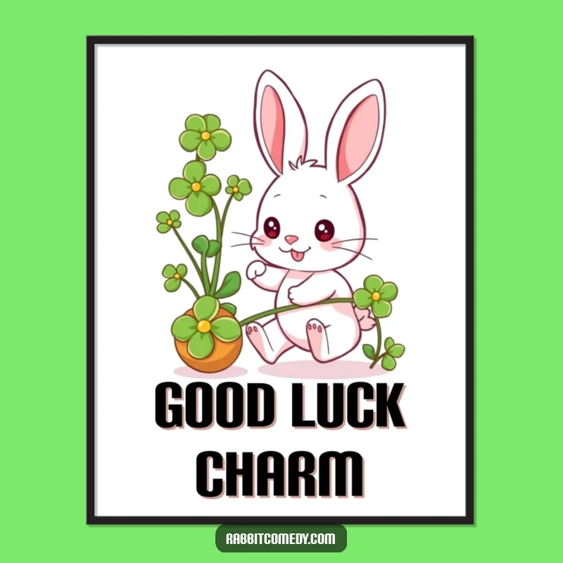 Funny Rabbit Clover Chase Poster: Spark Joy on Your Walls!