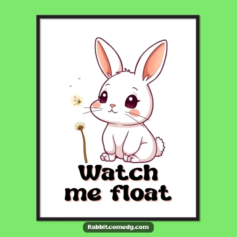Funny Rabbit Dandelion Poster: Whimsical Wall Art, Capturing Curious Moments, Great Funny Gift