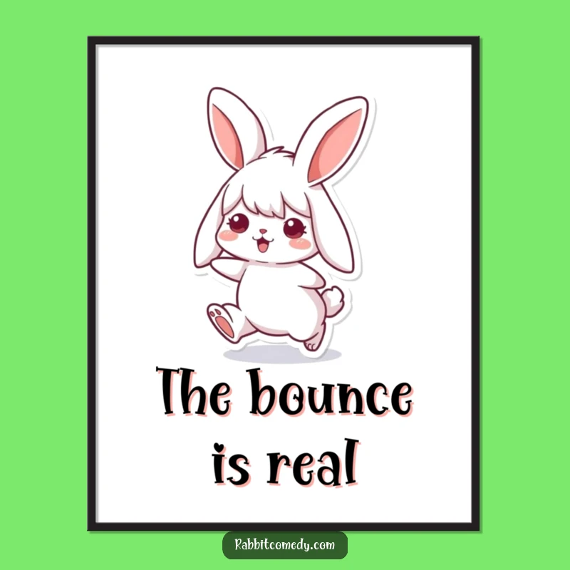 Funny Rabbit Poster: Floppy Ears Happy Hop Art - Whimsical & Uplifting Funny Gift!