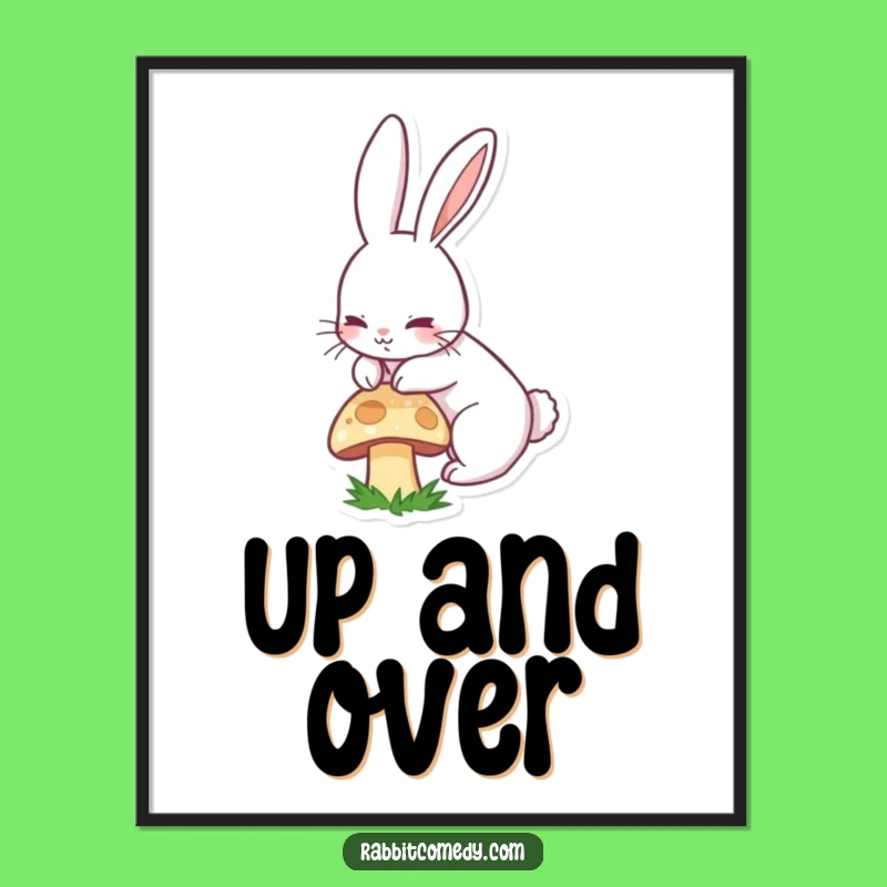 Funny Rabbit Poster - Playful Long-Eared Bunny Boinging Art, Whimsical Gift