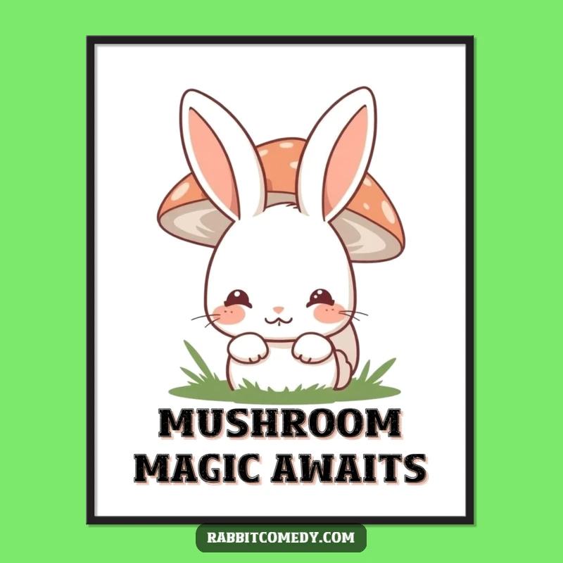 Funny Shy Rabbit Poster - Woodland Charm, Cute Introvert Decor Gift