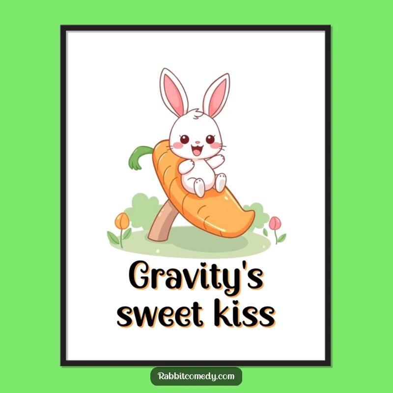 Funny Giddy Rabbit Carrot Slide Poster: Whimsical Wall Art and Hilarious Gift