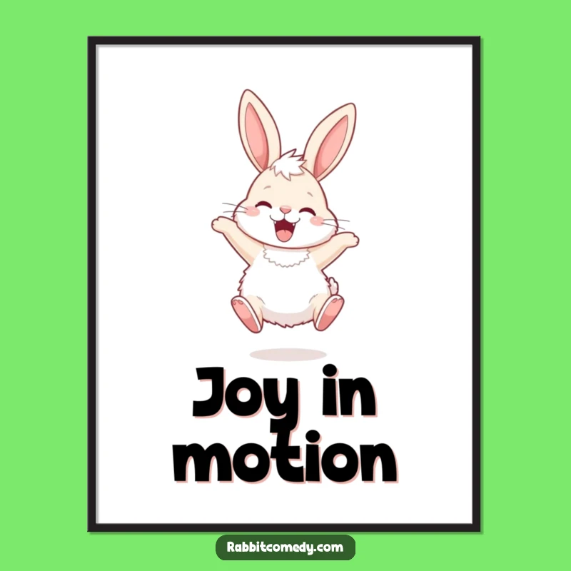 Funny Joyful Rabbit Hop Poster: Ecstatic Long-Eared Friend Art for a Cheerful Room