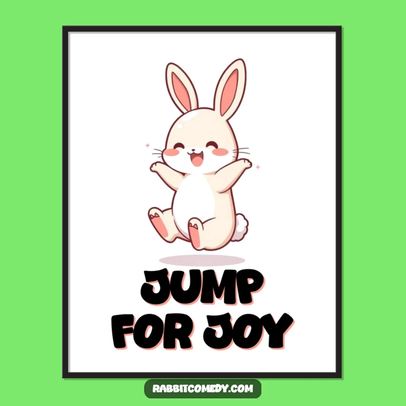 Funny Rabbit Somersault Poster - Dynamic Art of a Joyful Bounce!