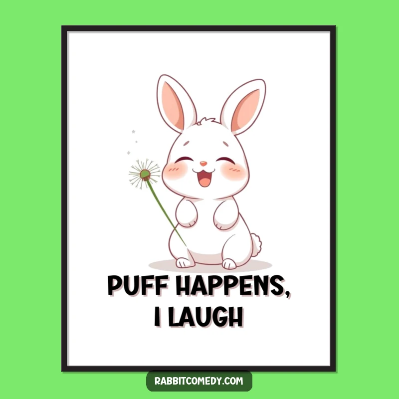 Funny Rabbit Poster: Whimsical Dandelion Tickle Art for Walls