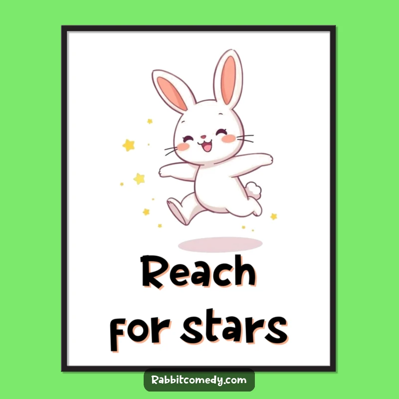 Funny Joyful Rabbit Star Dust Leap Poster - Magical Art for Enchanting Spaces!