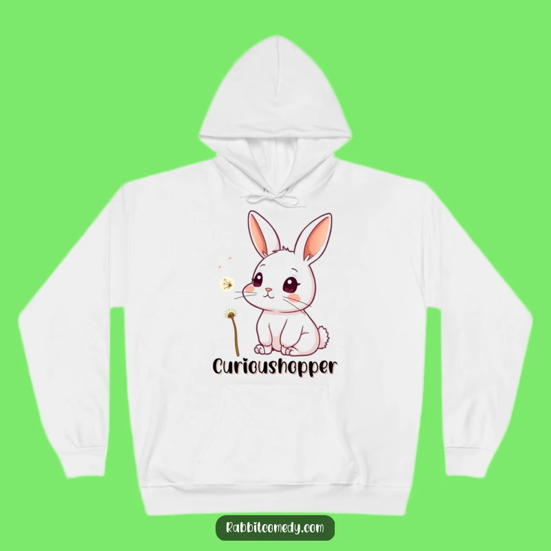 Cozy Funny Rabbit Hoodie: Curious About Dandelions, Warm and Whimsical Funny Gift