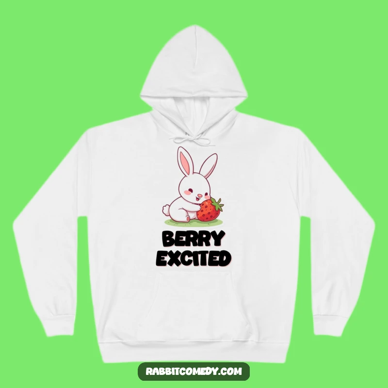 Cozy Funny Rabbit Hoodie: Strawberry Surprise, Warm and Sweet Funny Gift