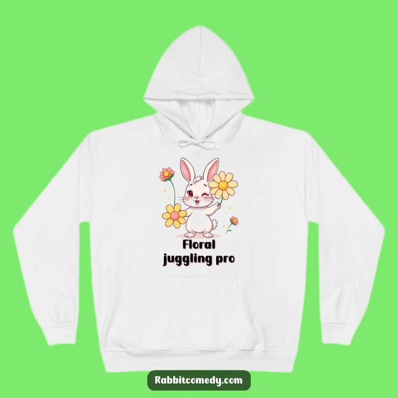 Funny Winking Rabbit Flower Juggling Hoodie: Cozy Style and Hilarious Gift
