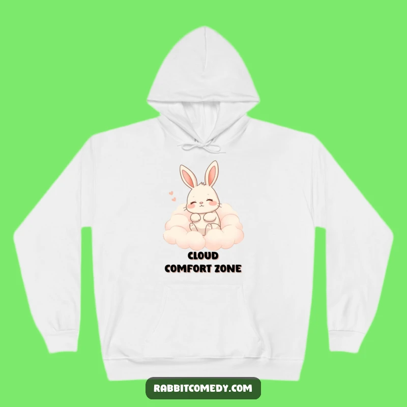 Funny Contented Rabbit Cloud Sigh Hoodie - Cozy & Whimsical Comfort!