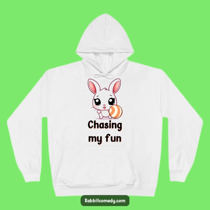 Funny Excited Rabbit Ball Chase Hoodie - Cozy & Action-Packed Comfort!