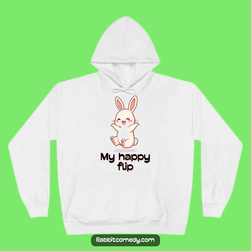 Funny Rabbit Somersault Hoodie - Cozy Bounce with This Happy Hare!