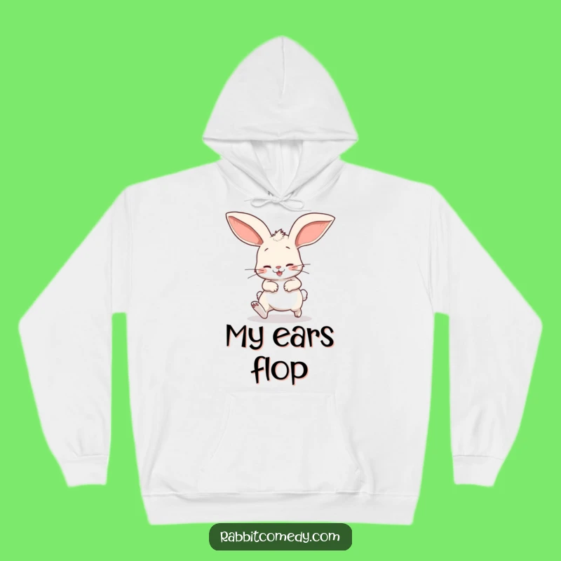 Funny Stumbling Rabbit Hoodie: Cozy Playful Cartoon with Big Floppy Ears Gift