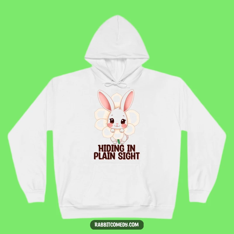 Funny Shy Rabbit Hoodie - Cozy Hideaway with This Flower Friend!