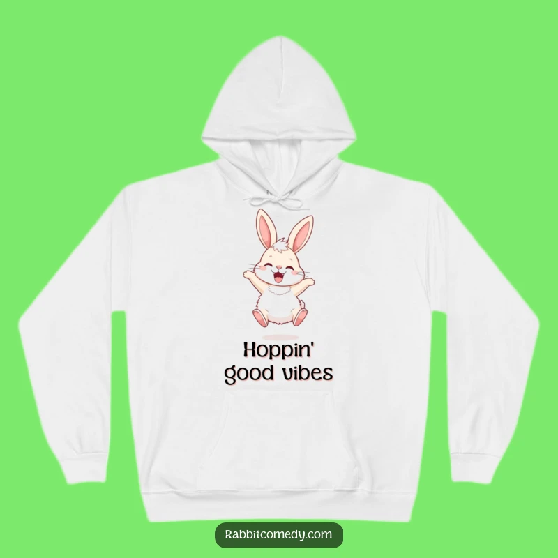 Funny Joyful Rabbit Hop Hoodie: Cozy and Hilarious Gift with an Ecstatic Long-Eared Friend