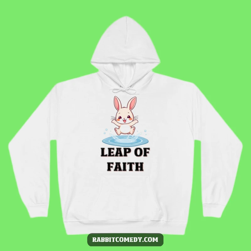 Cozy Funny Rabbit Puddle Splash Hoodie: Warmth Meets Hilarious Cartoon Style