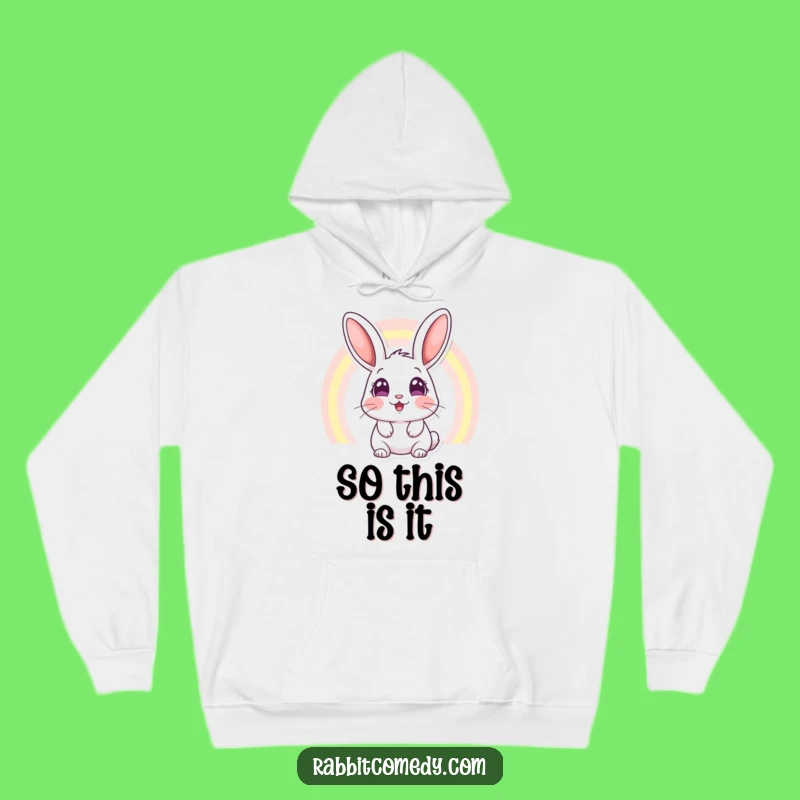 Cozy Funny Rabbit Rainbow Hoodie: Amazed Eyes See Magic, Warm Funny Gift