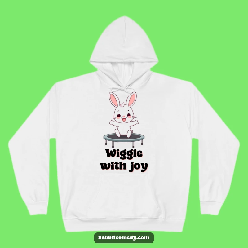 Funny Rabbit Trampoline Hoodie - Cozy Bounce, Energetic Bunny Gift