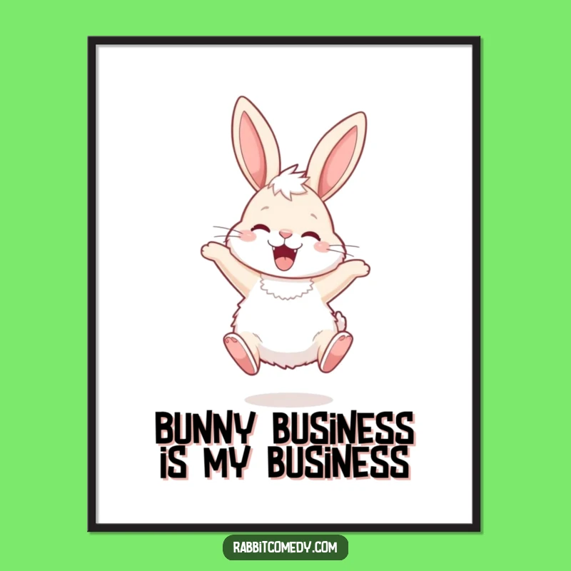 Joyful Hopping Rabbit Free Printable Wall Art for a Laugh, Downloadable Decor