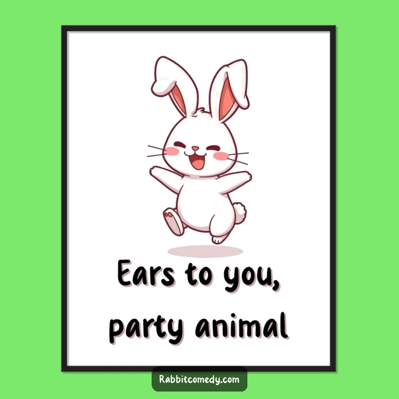 Playful Bouncing Rabbit Free Printable Wall Art for Humor, Downloadable Decor