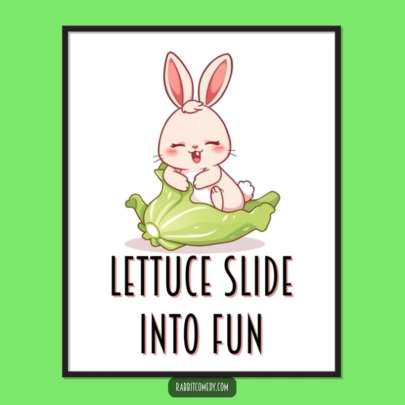 Free Printable Wall Art: Comical Sliding Rabbit - Funny Downloadable Decor