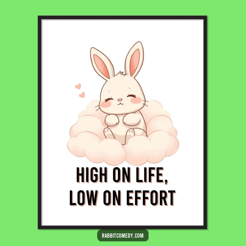 Free Printable Wall Art: Cozy Rabbit Cloud Decor, Humorous Downloadable Art for Relaxation