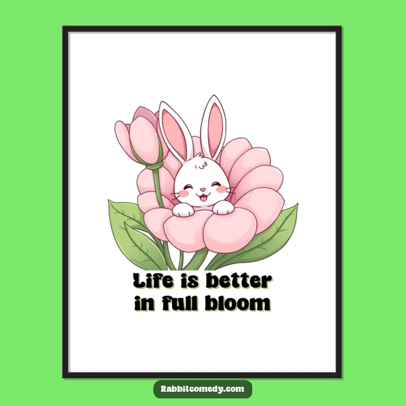 Free Printable Wall Art: Funny Wiggle Rabbit Flower Downloadable Decor