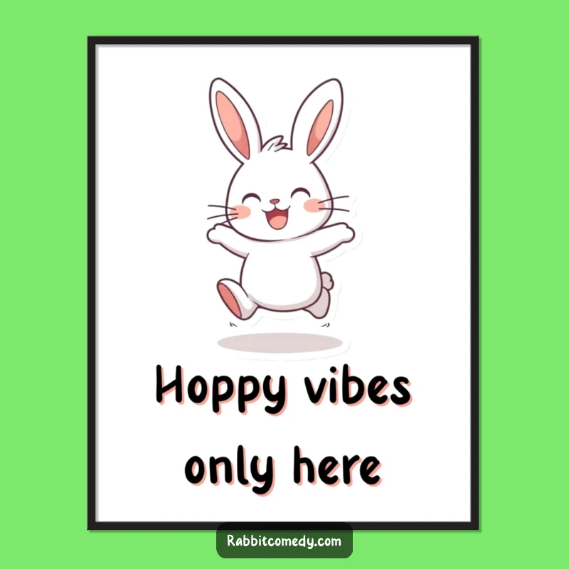 Free Printable Wall Art: Joyful Hopping Rabbit - Funny Downloadable Decor Gift