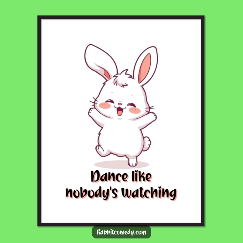 Free Printable Wall Art: Silly Dancing Rabbit - Funny Downloadable Home Decor
