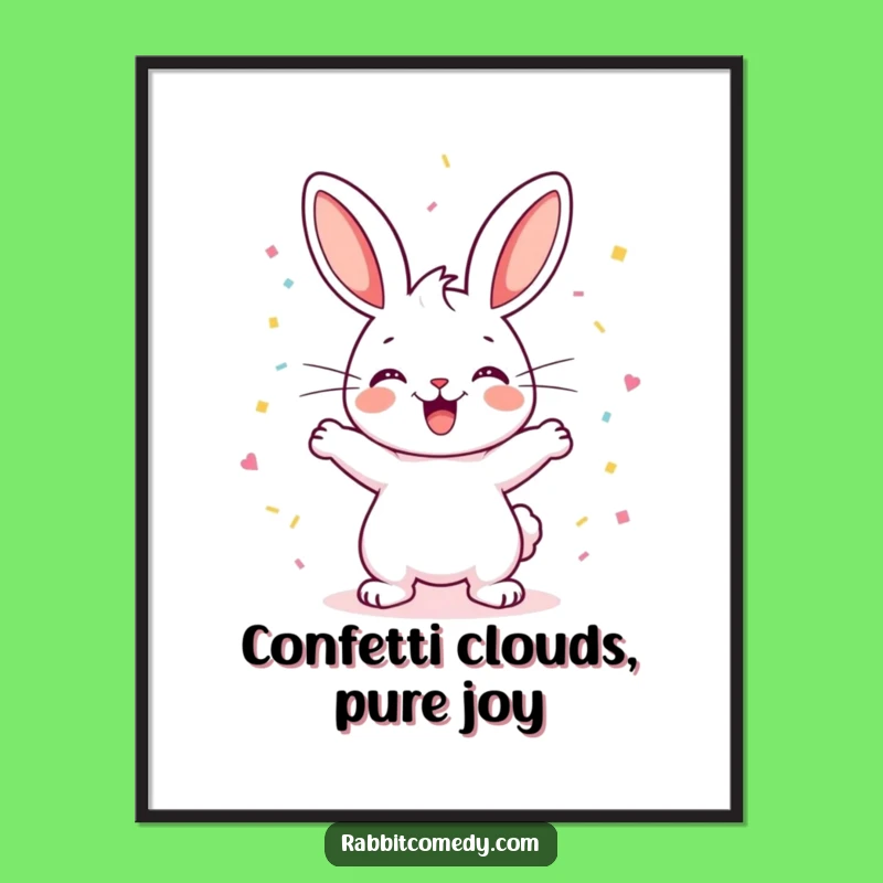 Funny Free Printable Wall Art: Happy Rabbit Binky & Confetti Decor