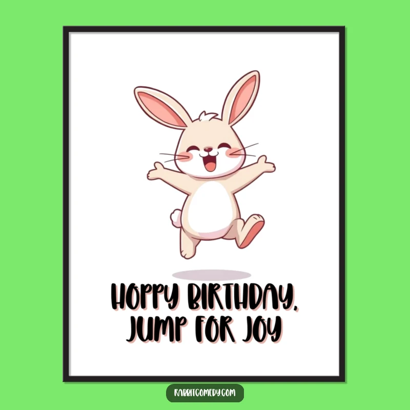 Funny Free Printable Wall Art: Hopping Rabbit, Downloadable Decor